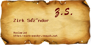 Zirk Sándor névjegykártya