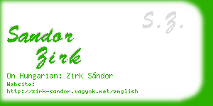 sandor zirk business card